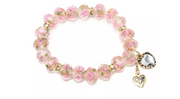 Betsey Johnson Pink Flower Beaded Stretch Bracelet