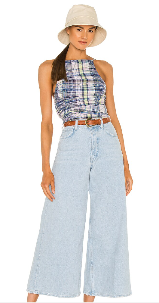 Free People Landry Crop Wide Leg Jeans in Bay Blue