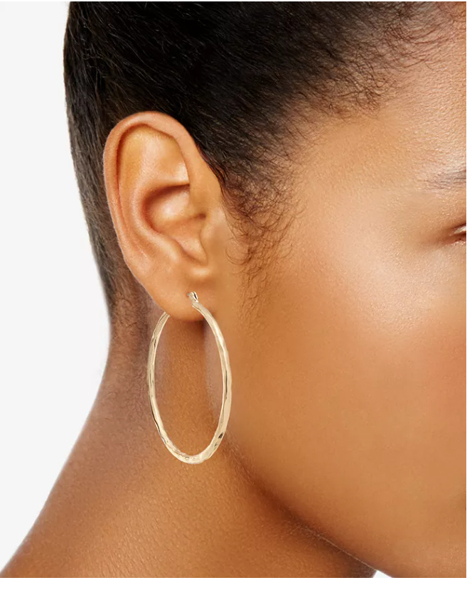 Style and Co Medium Hammered Hoop Earrings, 2Inches