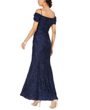 Tahari Asl Off-the-Shoulder Burnout Velvet Gown, Size 14