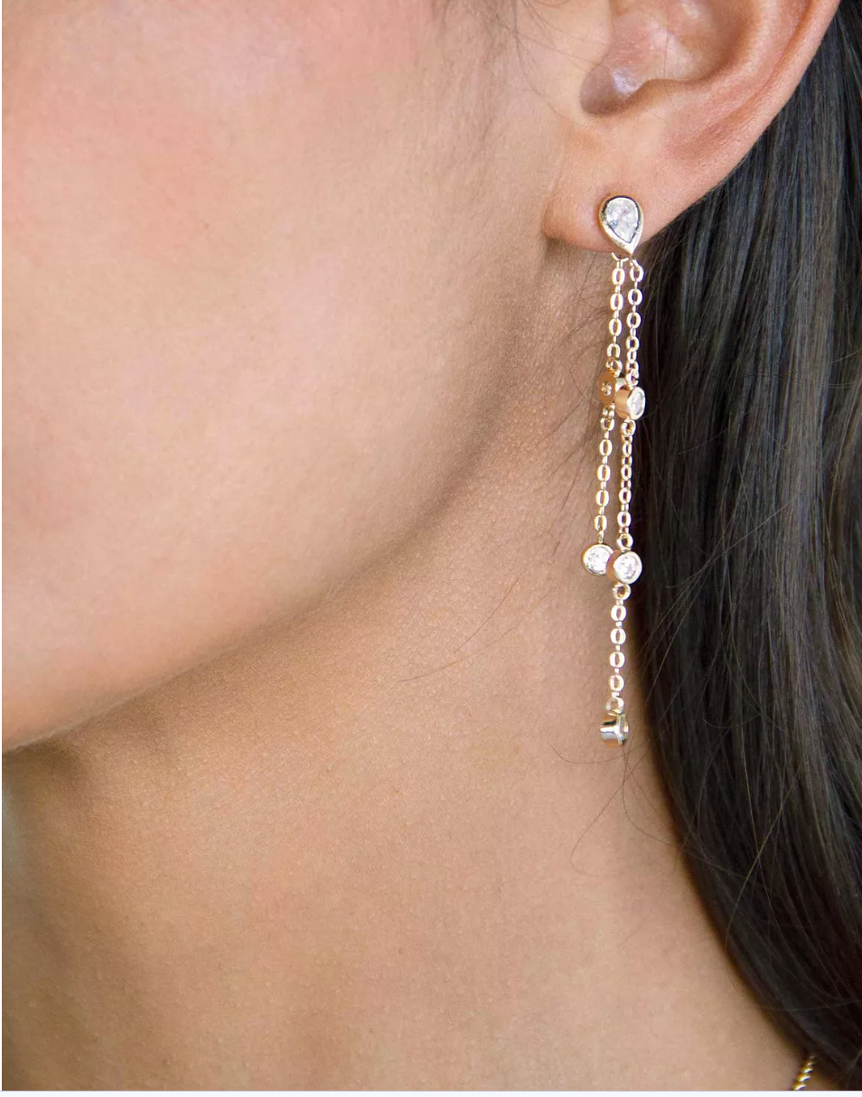 Ettika Dripping Chain 18k Gold Plated Dangle Earrings