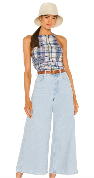 Free People Landry Crop Wide Leg Jeans in Bay Blue