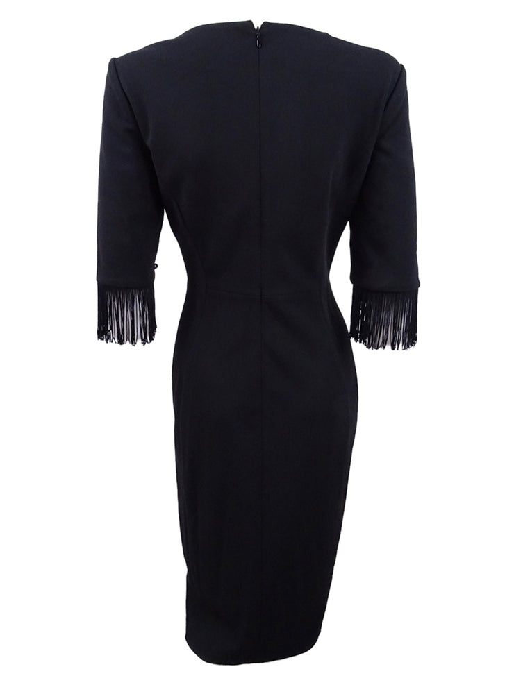Calvin Klein V-Neck Fringe Sheath Dress, Size 10