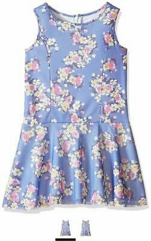 Pippa & Julie Little Girls' Sleeveless Day Dress, Blue Floral, Size  6