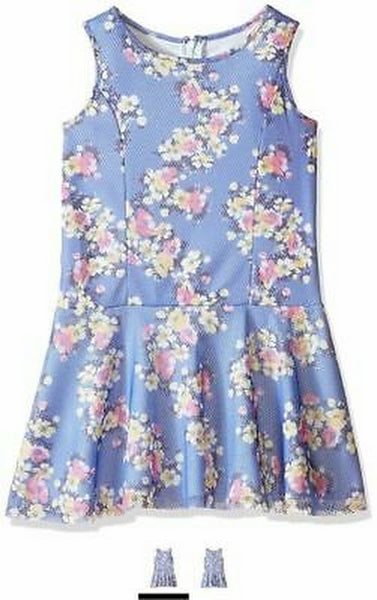 Pippa & Julie Little Girls' Sleeveless Day Dress, Blue Floral, Size  6