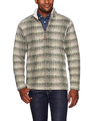 True Grit Mens Soft Melange Solid and Plaid Blanket 1/4 Zip Pullover, Medium