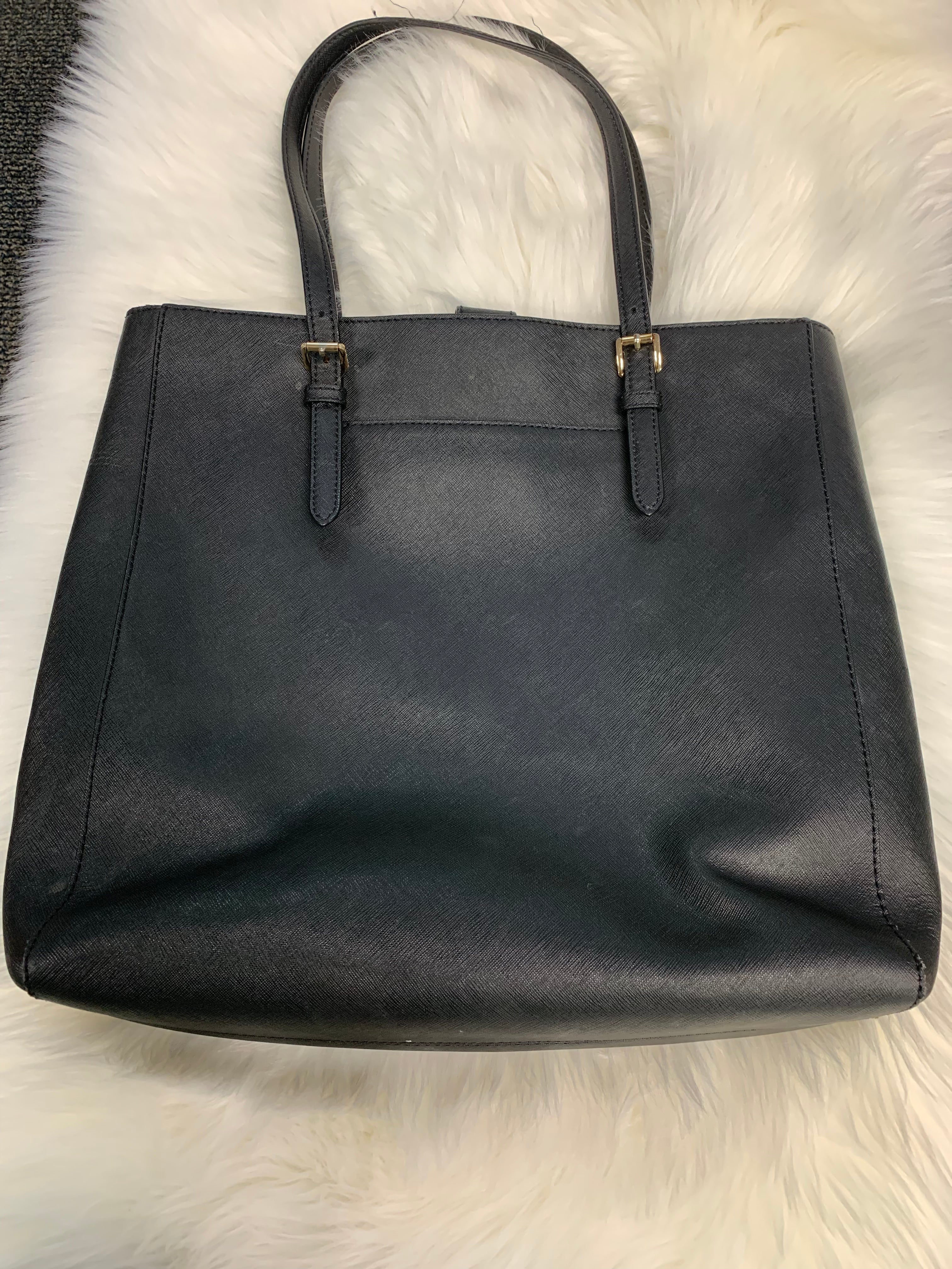 Michael kors bedford black leather shoulder tote bag