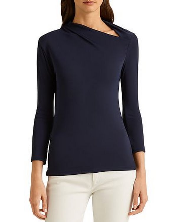 Lauren Ralph Lauren Asymmetrical Mockneck Top