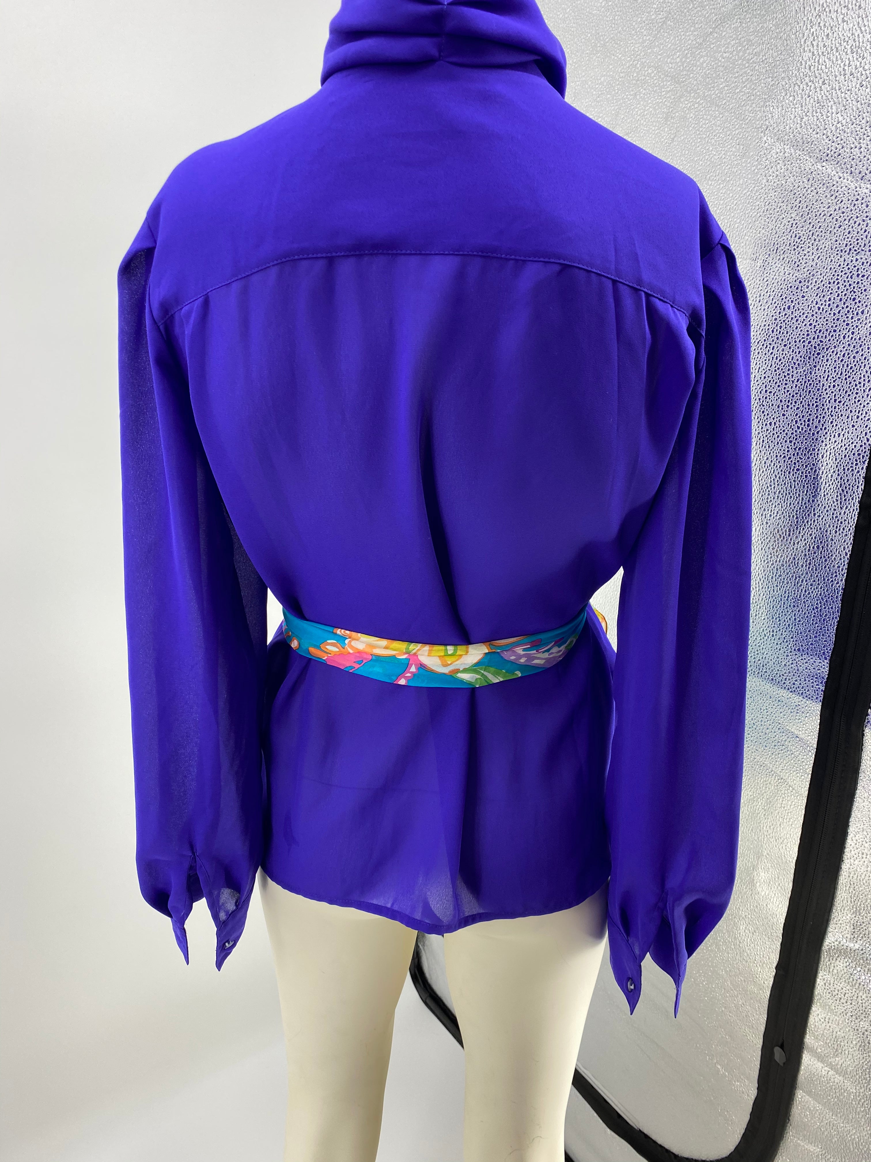 Josephine Vintage Button Down Shirt Blouse ~Purple ~ Sz 10 ~ Long Sleeve