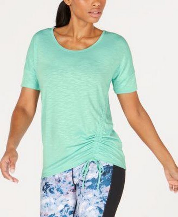 Ideology Womens Fitness Yoga Side-Tie T-Shirt T-Shirt