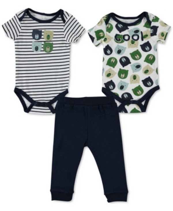 Baby Gear Baby Boys 3-PC. Printed Cotton Bodysuits & Pants Set