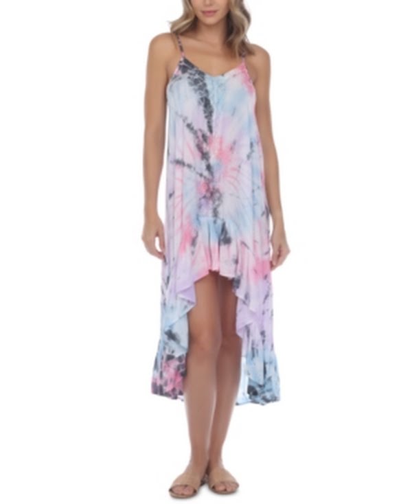 Raviya Women’s Tie-Dye Crochet-Trim High-Low Cover-Up Dress, Size Large