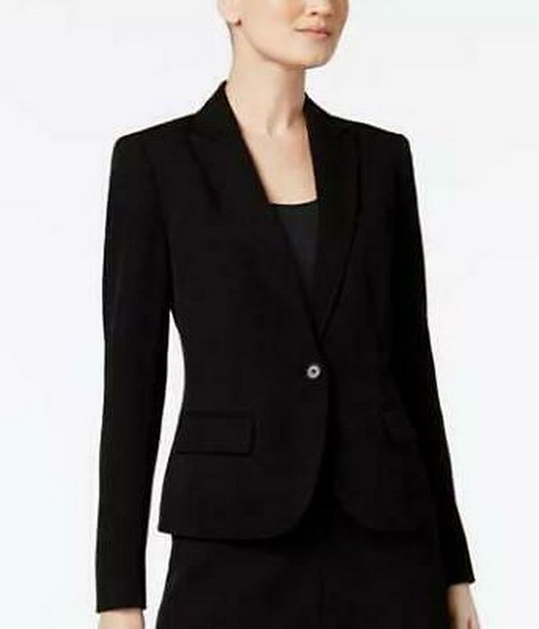 Anne Klein Executive Collection Single-Button Blazer, Size 10/Black