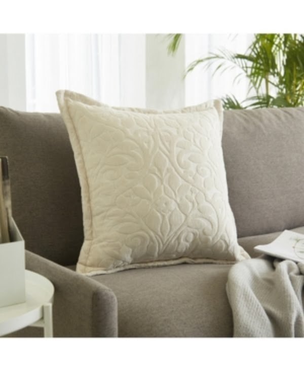 Divas Emporium Hearth Chenille Jacquard Vines Decorative Pillow, 20X20 – White