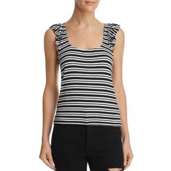 Aqua Ruffled Women's Ruffled Striped Tank Top