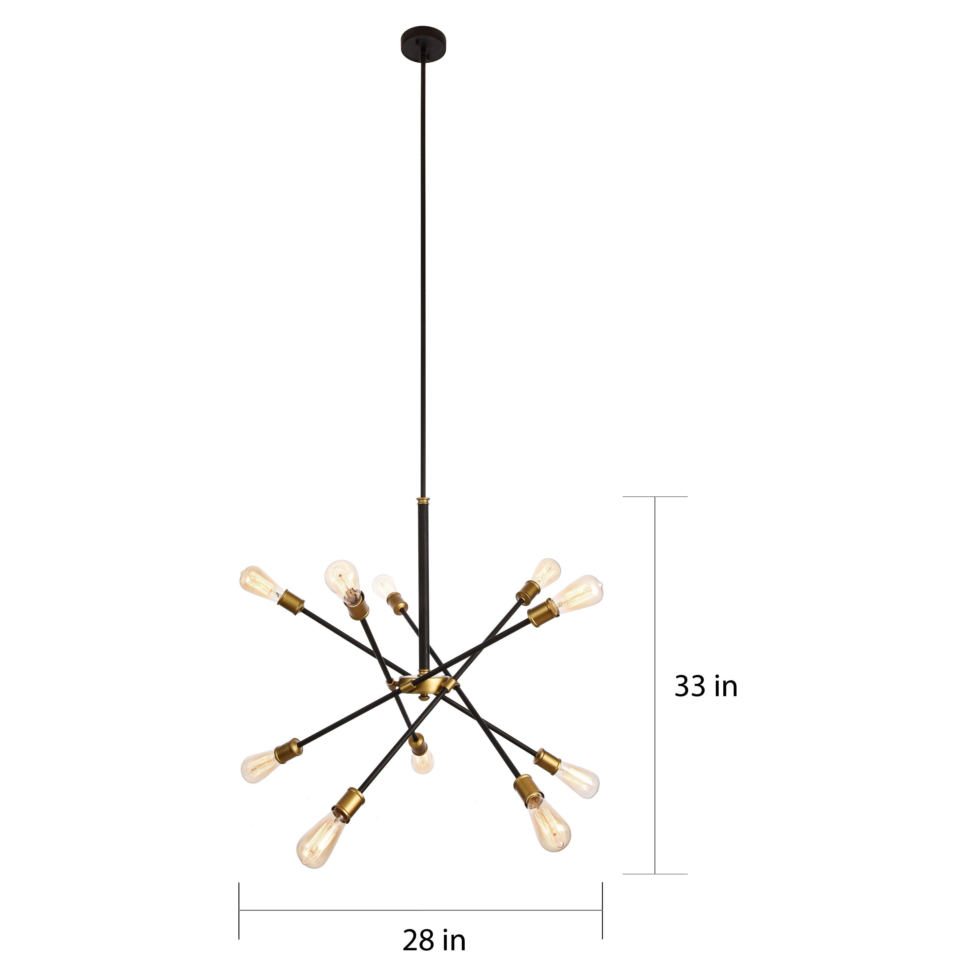 Elegant Lighting Axel 10 Light Chandelier in Black and Brass