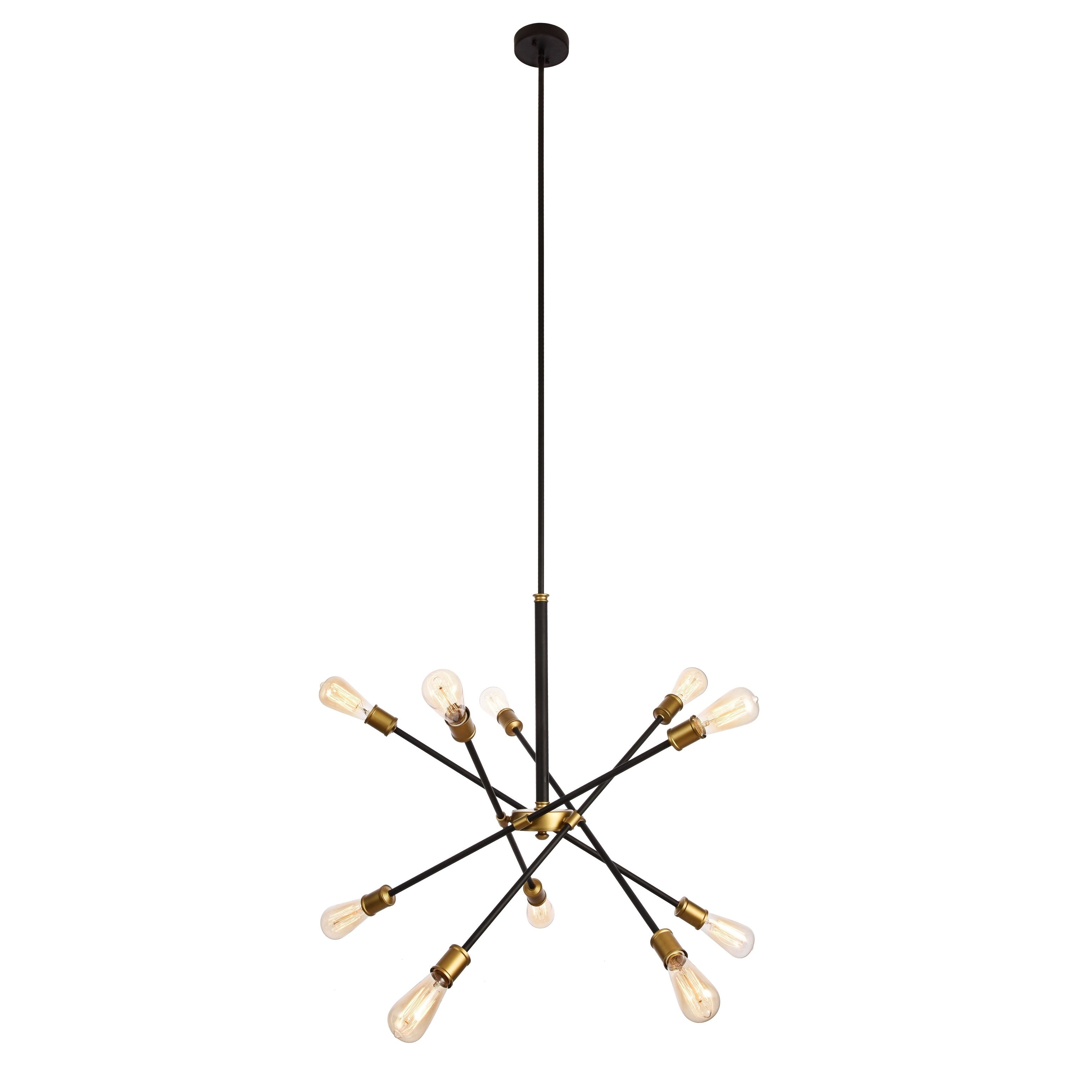 Elegant Lighting Axel 10 Light Chandelier in Black and Brass