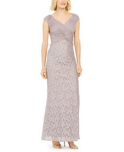 Jessica Howard Ruched Glitter Lace Gown, Size 16