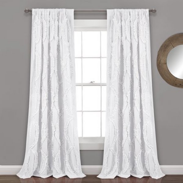 Lush Decor Avon Ruffle54x95/White Single Curtain Panel