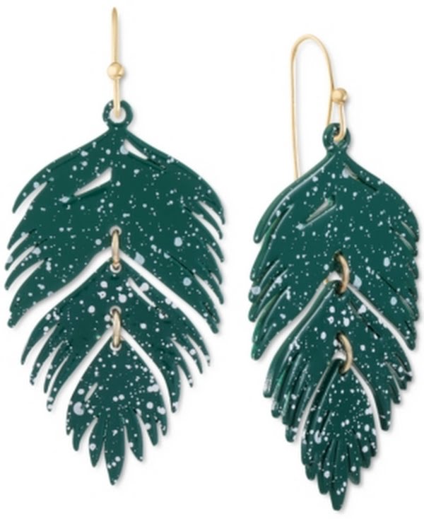 Alfani Gold-Tone Colored Palm Leaf Drop Earrings