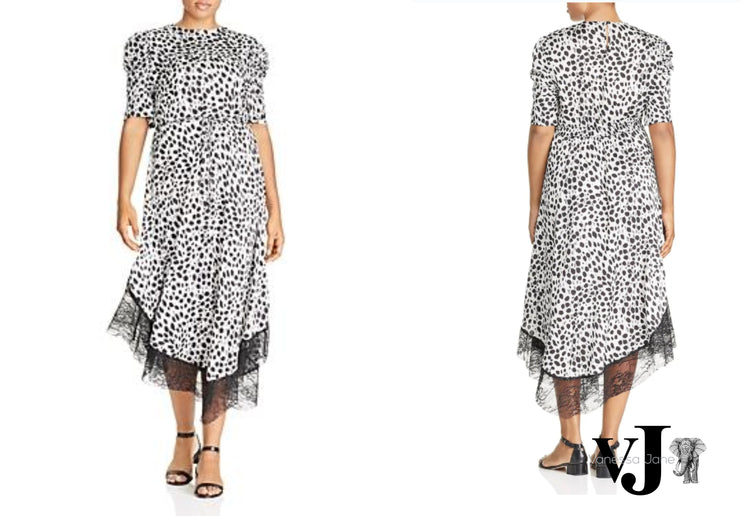 Lost Ink Plus Lace-Trim Animal-Print Dress,Various Sizes