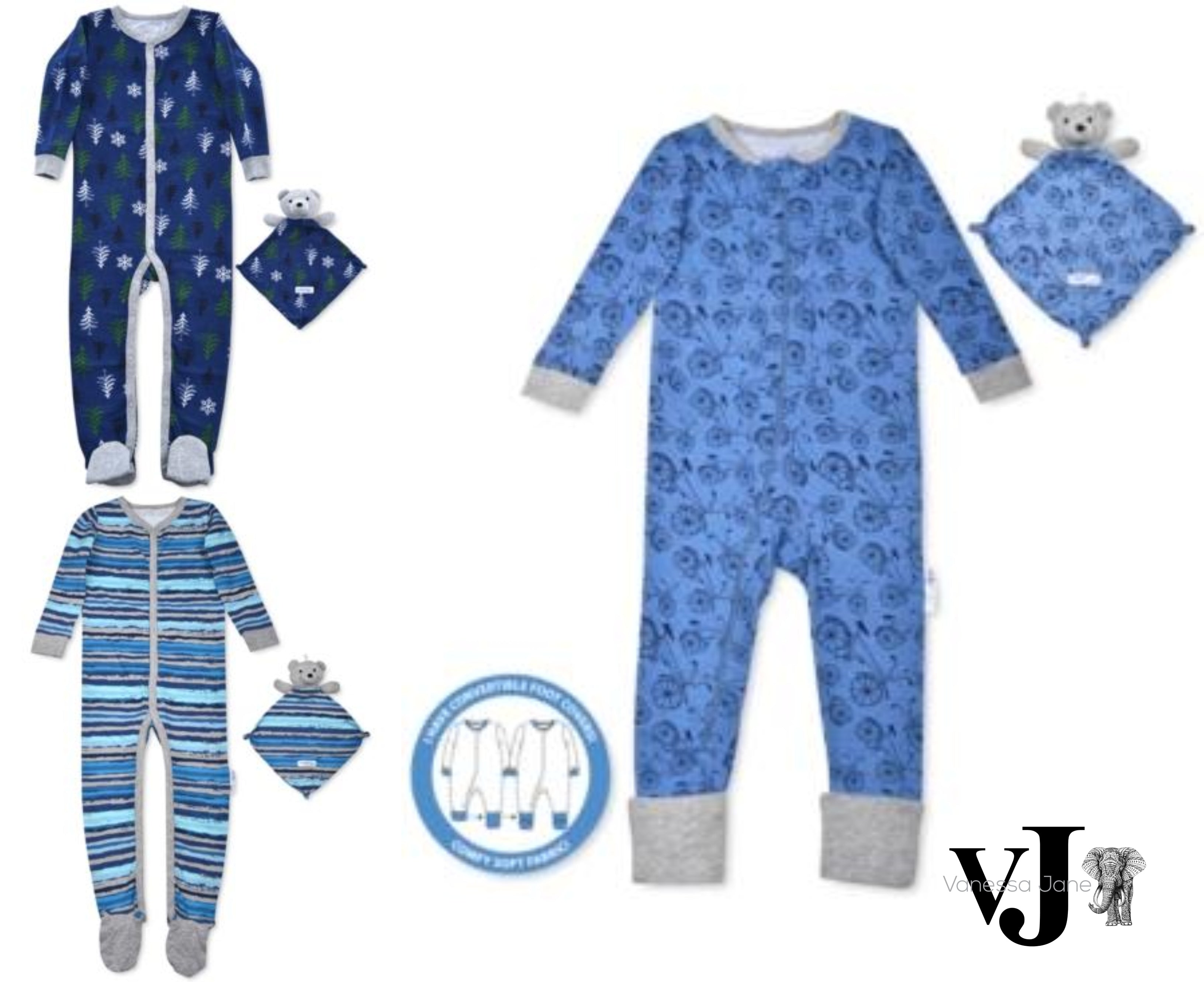 Max & Olivia Baby Boys 2-Pc. Footie Pajama and Blankie