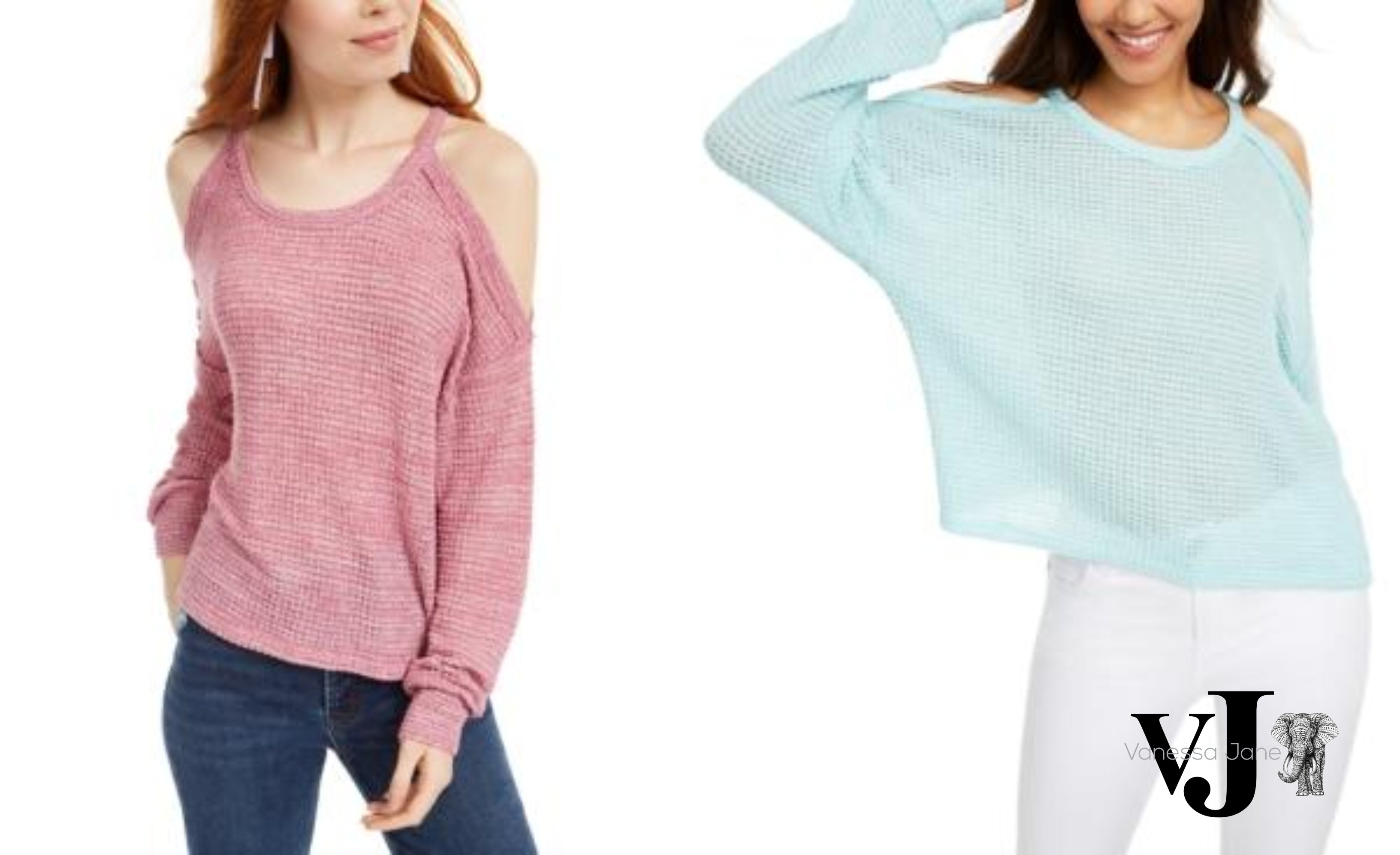 Freshman Juniors Waffle-Knit Cold-Shoulder Top