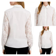 Alfani Lace-Sleeve Button-up Shirt