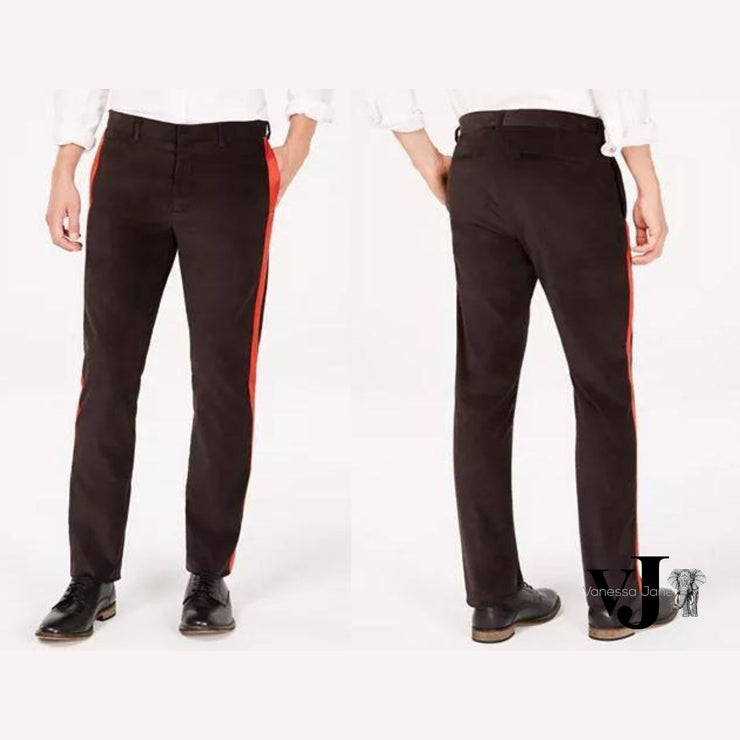 Calvin Klein Mens Velvet Stripe Slim-Fit Trouser Pants