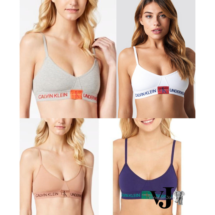 Calvin Klein Womens Monogram Unlined Triangle Bralette, Choose Sz/Color