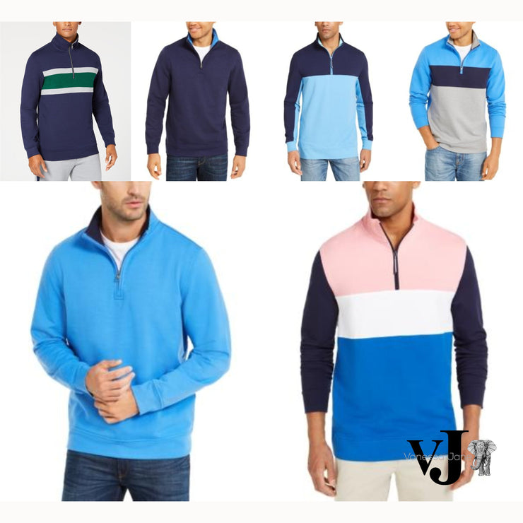 Club Room Mens Colorblocked 1/4-Zip Fleece Sweatshirt