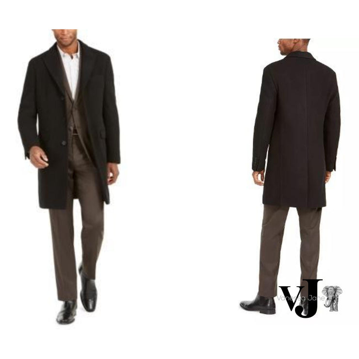 Calvin Klein Mens Malibu Slim-Fit Black Overcoat