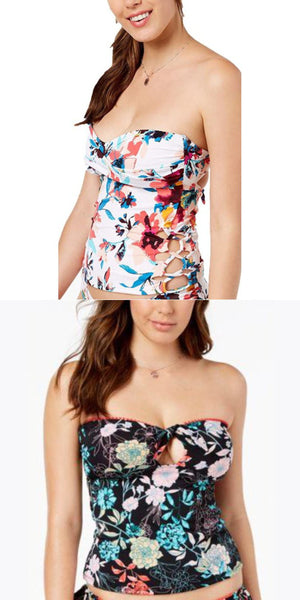 Bar III Floral-Print Bandeau Top