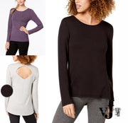 Ideology Women's Cutout-Back Long Sleeve Knit T-Shirt, Choose Sz/Color