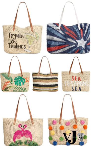 I.N.C. Beach Summer Vacation Tropical Straw Tote