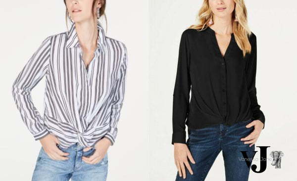 I.n.c. Petite Twist-Front Button-up Shirt