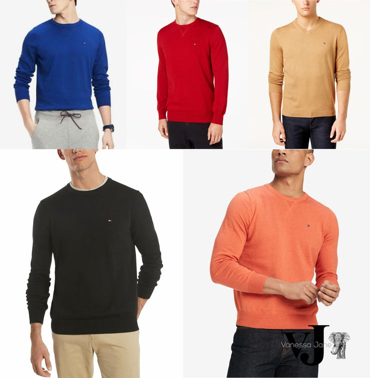 Tommy Hilfiger Mens Signature Crew-Neck Classic Fit Sweater, Choose Sz/Color