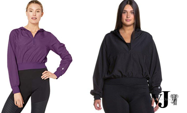 Soffe Womens Plus Size Curves Squad 1/4 Zip Cropped Hoodie