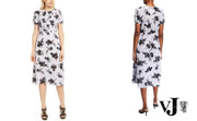 Michael Kors  Pintuck Floral Print Short Sleeve Dress