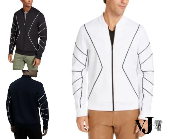 International Concepts Mens Piped Zip-Front Knit Jacket