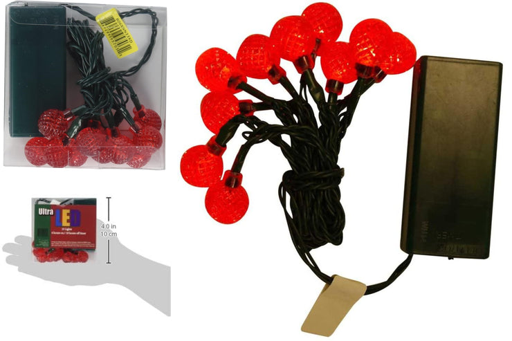 Ultra LED Battery Operated Rasberry Twinkle 10 Lights with Timer