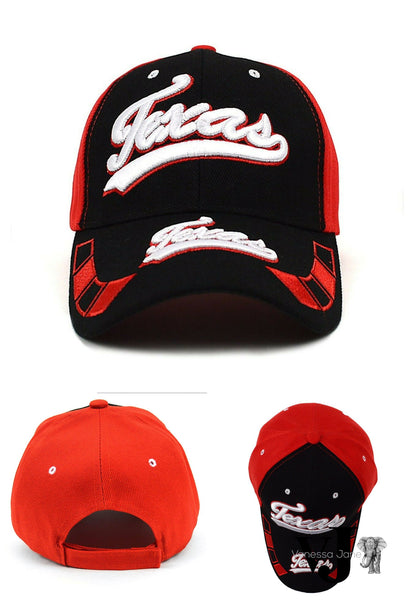 Texas Red & Black 3D Embroidered Baseball Cap, Hat