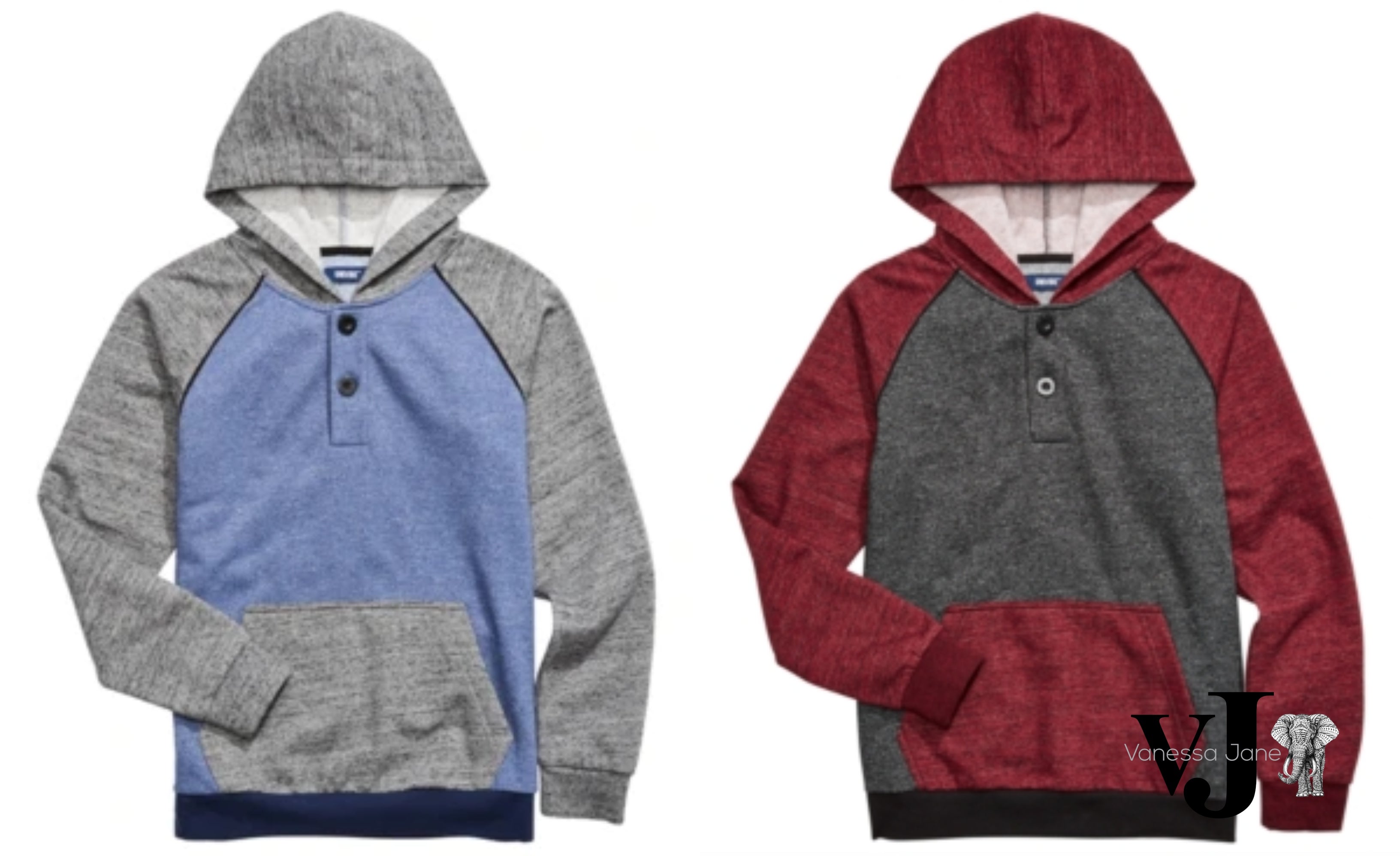 Univibe Big Boys Colorblocked Henley Hoodie