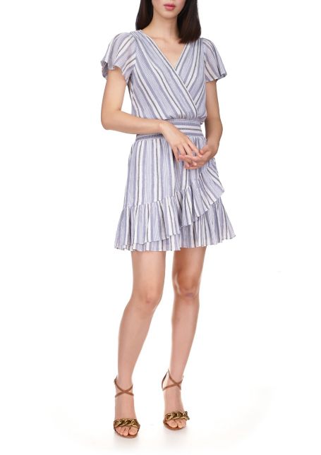 Michael Michael Kors Plus Size Striped Surplice-Neck Dress, Size 1X