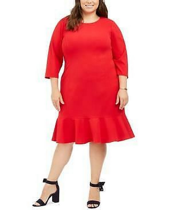 Tommy Hilfiger Plus Size Ruffled-Hem a-Line Dress-16W Vanessa Jane Tommy Hilfiger Plus Size Ruffled-Hem a-Line Dress-16W Vanessa Jane