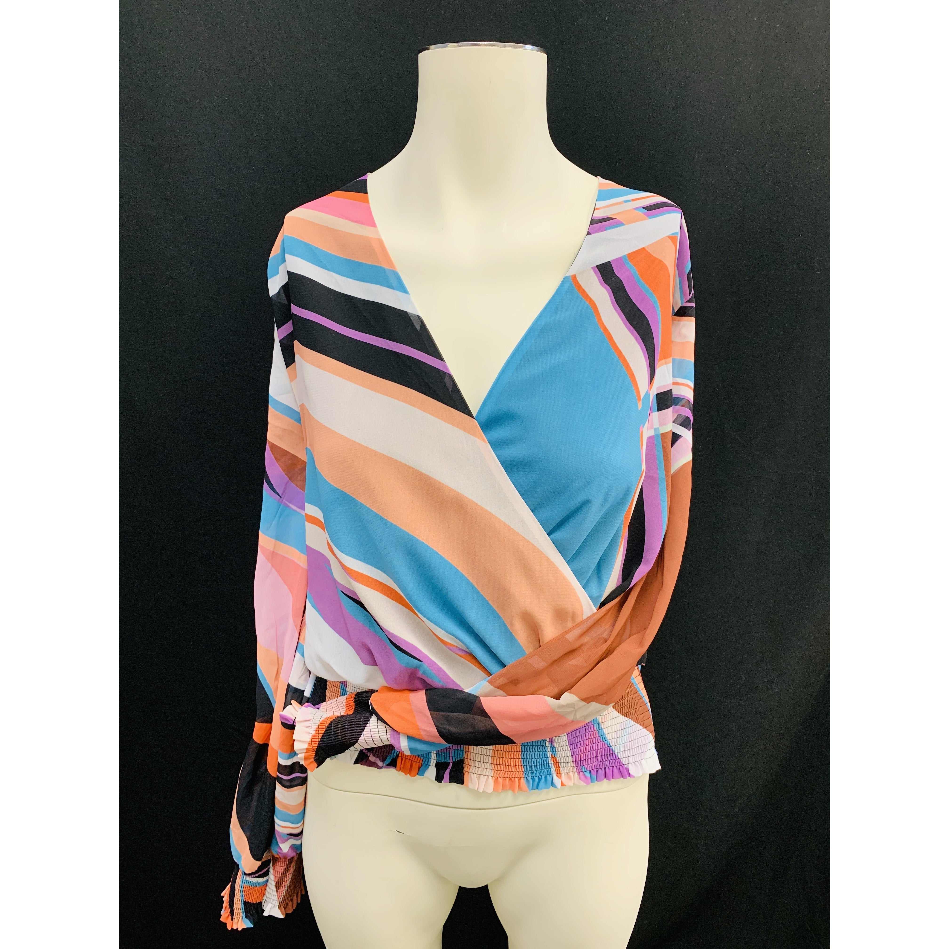 Bar III Sunset Wave Wrap Top