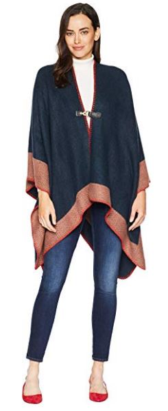 Vince Camuto Whipstitched Chevron Poncho