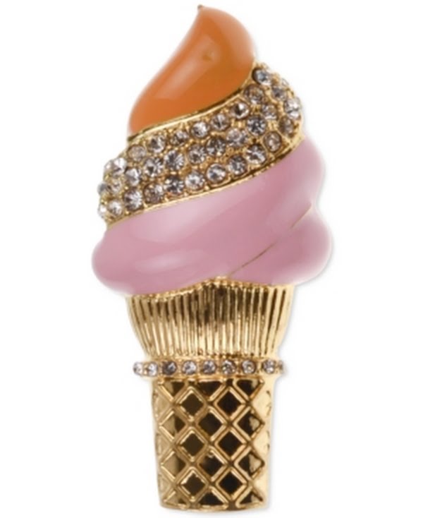 Holiday Lane Gold-Tone Pave Ice Cream Cone Pin, Gold