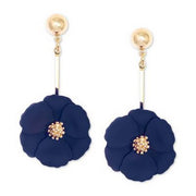 Zenzii Gold-Tone Painted Flower Drop Earrings – Navy