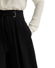 Ralph Lauren Womens Black Pleated Georgette Culotte Pants, Size 18